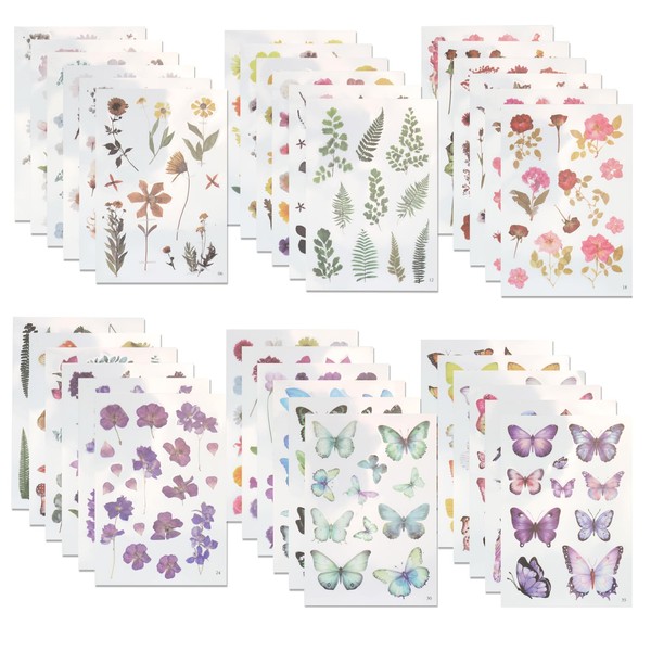Cosmeria Floral-Themed Rub-On Sticker Set, Over 500 Designs on 36