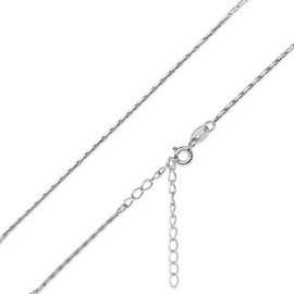 BEssential Necklace 925 Silver without Pendant 18K Gold Plated - Anchor Chain, Flat Curb, Oat Grain, Ball Chain, Popcorn - Silver Chain 40 and 45 cm + 5 cm Extension Chain, Gold