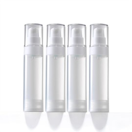 XQNCBY small Airless Pump Bottles，travel toiletry containers，lotion dispenser，1.7 oz travel bottles TSA approved Shampoo, liquid foundation, hand sanitizer（ 4 Pack）