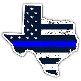 3 Pack Reflective Texas Shaped Map US Flag Covered Thin Blue Line Blue Lives Matter Vinyl Bumper Sticker Decal
