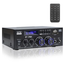 Joengoep BT-398A Stereo Audio Amplifier, Receiver for Speakers Max 900W, 2.0 Channel Stereo Receiver with FM Radio, USB/SD/AUX Optical & Coaxial Inputs,Amplifier Home Audio for Passive Speakers