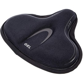 YBEKI Wide Exercise Bike Seat Cover - Comfortable Bicycle Saddle Cushion is Filled with Gel and high Density Foam to Make it More Elastic and Soft for Most Indoor Wide Bike Saddles (black)