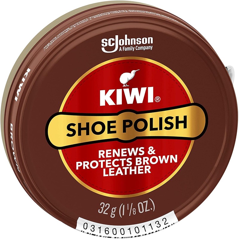 Kiwi Waxed Shoe Polish, Brown, 1.125 oz can (Pack of