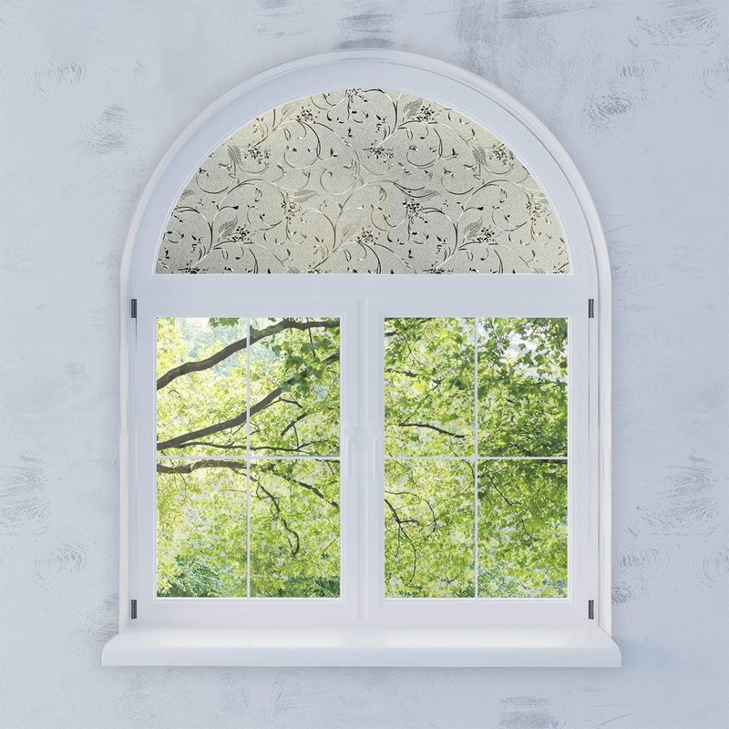 PROTINT WINDOWS Precut Elegant Flower Arched Window Film Shade, Self