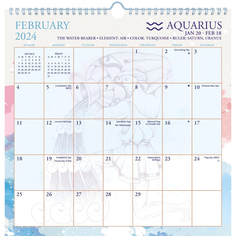 2024 Astrology Spiral Wall Calendar