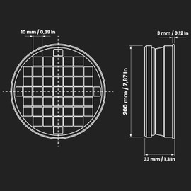 8" Inch (net 3/8" x 3/8" In) Steel Mesh Duct End Cap with Rubber Gasket - Round Galvanized Steel Cap, Steel Screen - Vent Duct End Cap - Available Different Sizes (4"; 5"; 6"; 8"; 10" 12" Inch)