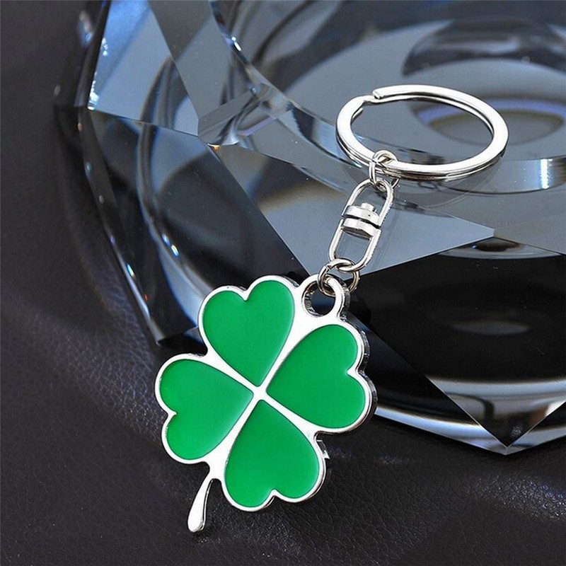 Bestdays Four-Leaf Clover Fortune Keychain Lucky Shamrock Sparkling Charm Keyring