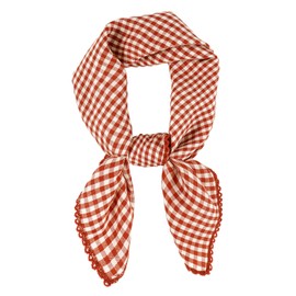 DAMILY Bandana Women's Cotton Petit Neckerchief Summer Square Scarf Square Bandanas Hair Scarf Head Scarf, chequered red