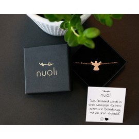 Nuoli®, Women's/Girls’ Guardian Angel Bracelet, 15 + 5 cm Adjustable, Angel Bracelet, Polished Stainless Steel, Available in Silver and Rose Gold, Stainless Steel, Rose-Gold