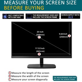 20 Inch Anti Blue Light Anti Glare Screen Protector for Universal Diagonal 20" Monitor with Aspect Ratio 16:9 Standard/Curved Monitor &Touchscreen, Protection Eyes Filter(17.52" x 9.84" /W x H)