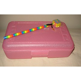 Romanoff Products Pencil Box Pink Sparkle with Rainbow Pencil
