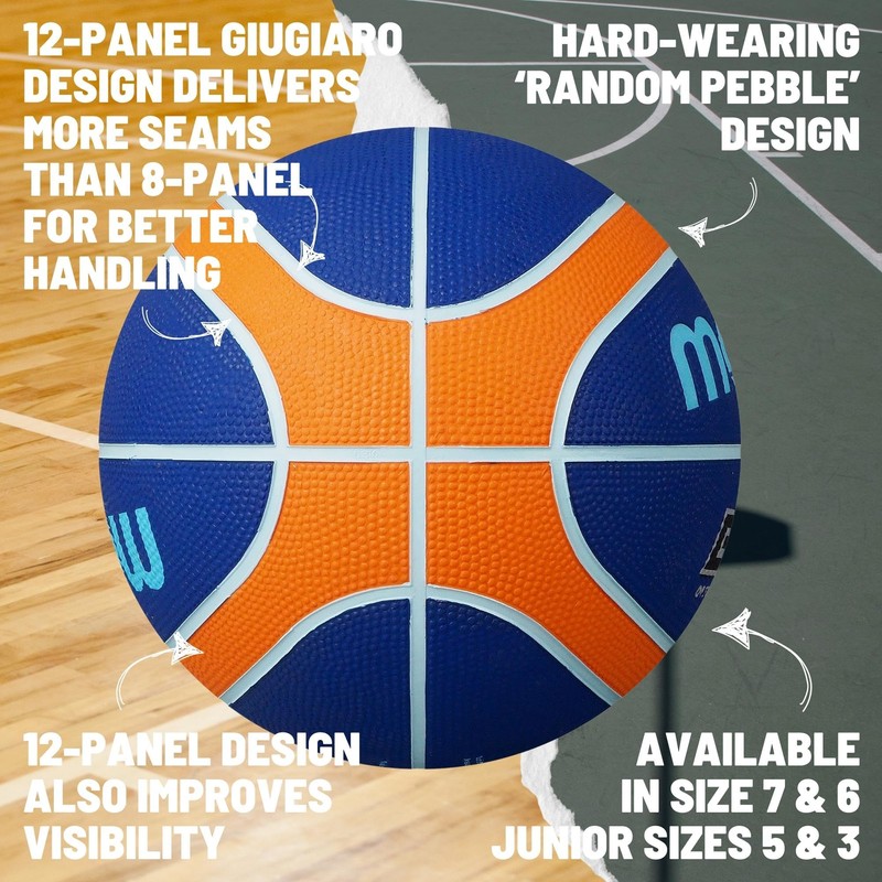 Molten GR Basketball, Indoor/Outdoor, Premium Rubber, Size 7, Impact Colour