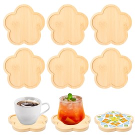 Bofanze 6 Stück Bambus Mosaik Untersetzer Trinkbecher Untersetzer Mosaik Untersetzer Blume Holz Kerzenuntersetzer Handgefertigte Mosaik Holzuntersetzer Mini Coasters für Kaffee, Saft, DIY Basteln