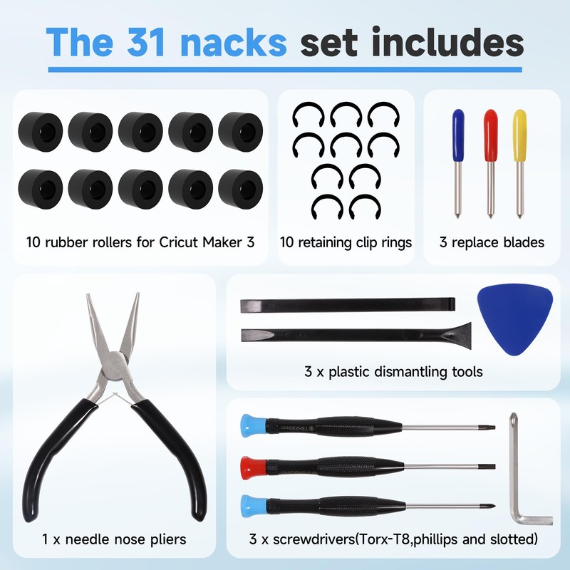 Rubber Roller Replacement Compatible with Cricut Maker/Maker 3, Mat Guide