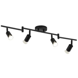 SEEBLEN Black Kitchen Track Lighting Fixtures Ceiling, 4 Light LED Track Lighting Kit, Modern Ceiling Spotlight with Rotatable Light Head,Gu10 Bulbs Not Included.