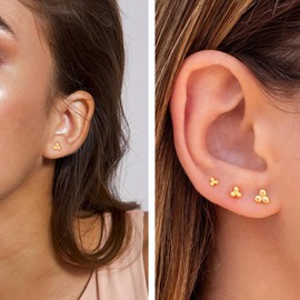 Halora Gold Stud Earrings for Women: 3 Pairs, 7 Styles, Classic & Timeless Design