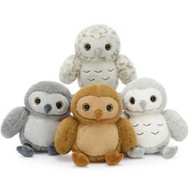 MorisMos 4 Pack Owl Stuffed Animals, 7.8 Inch Small Owl Plush Toys in 4 Different Designs for Kids, Woodland Party Favors and Easter Baskets