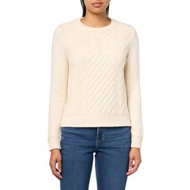 Nautica Women's Long Sleeve Anchor Crew Neck Sweater Pullover, White Swan