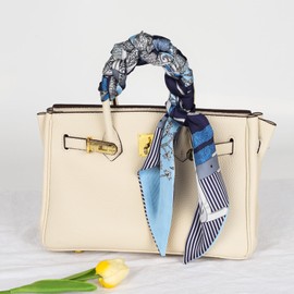 Aurolran 59" Mulberry Silk Like Head Scarf Women's Fashion Square Neck Satin Scarfs for Bag Hair Scarves Gift 59" * 5.9”