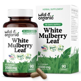 Wild & Organic White Mulberry Leaf Capsules - 90 Count - Overall Health Support Supplement