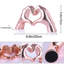 WUBIANJIE Pink Heart Hands Sculpture Boho Living Room Decor, Aesthetic Shelf Decoration, Ideal for Coffee Table, Shelves, Home, Bedroom, Birthday, Wedding Table Decor, and Symbol of Love