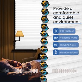 Allesin Top Down Bottom Up Cellular Shades,Blackout Cellular Shades Noise Reduction,Cordless Cellular Shades Room Darkening Honeycomb Shades,Blackout (White,35"x64") Easy to Install