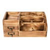 Liry Products Rustic Wooden Desktop Organizer Office Supplies Brown Tabletop