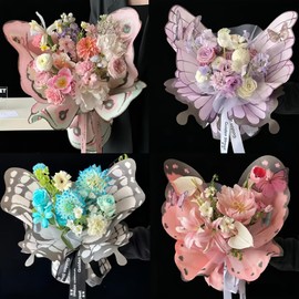 Aiouclay 56 Sheets butterfly bouquet Gift Wrap for Floral Arrangements, Decorative Bouquet Accessories for Wedding Birthday DIY Crafts, Flower Shop & Home Decor (22x20 In) (Rainbow)