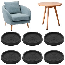 Set of 6 Furniture Coasters, Round Non-Slip Pads, Rubber Furniture Castor Pads, 2.5 Inch Black Non-Slip Furniture Pads, for Cupboards, Sofas, Tables, Pianos, Furniture Wheels