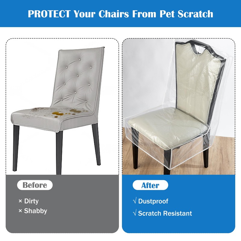 Dining Chair Covers, Waterproof Kitchen Chair Protectors,Clear Plastic Seat Chair