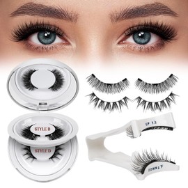 Pestañas Postizas Magneticas de larga duración, Pestañas Magneticas riutilizzabili con applicatore, Aspecto de Naturales, No Requiere pegamento, fácil de colocar (2 Pairs B + D)
