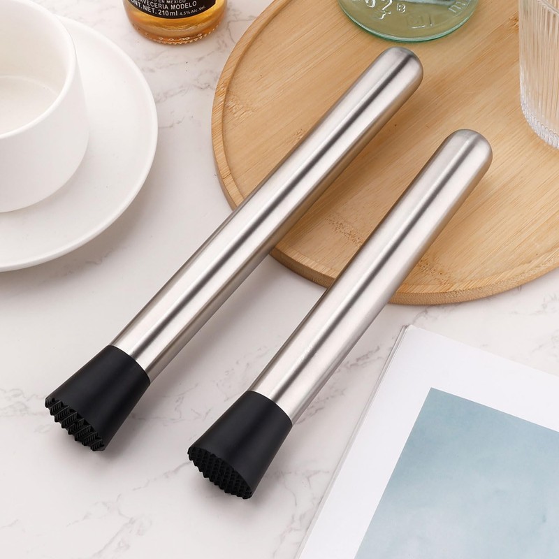 2pcs Cocktail Muddler, Stainless Steel Bar Muddler for Cocktails Drink