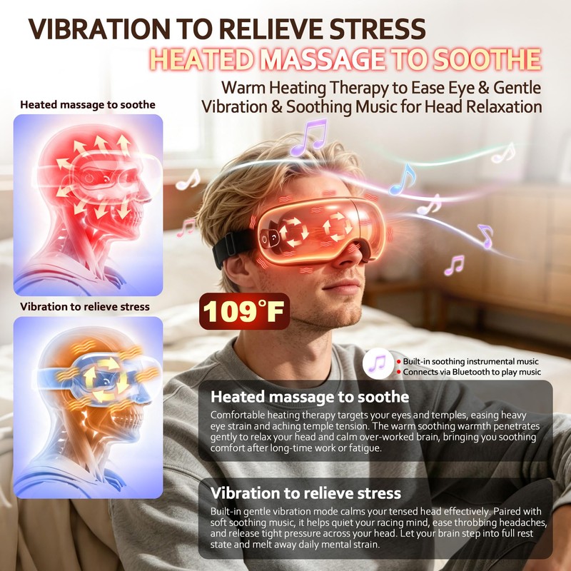 FSA-HSA Eye Massager with Heat for Eye Strain, Dry Eyes,