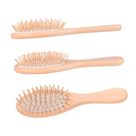 TOVINANNA 1pc Wooden Handle Hair Brush Scalp Scrub Natural Rubber Cushion for Hair Massager Comb