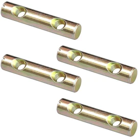 4 PCS M8 x 60mm Double-Hole Barrel Nuts, Zinc-Plated Carbon Steel Nuts with Flat-Slot Design