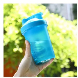 CHNLML Protein Shaker Bottle 400ML/16Oz w. Shaker Ball for Protein Shake, Shaker Bottle with Mixing Ball, Leak-Proof, BPA-Free, for Gym, Workout, Juice Mixer (Blu/Blu, 16Oz-400ML-1Bottle)