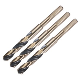 uxcell 3pcs Reduced Shank Twist Drill Bits 13mm Black Nitride & Gold Titanium Coated High Speed Steel 4341 with 10mm Shank for Stainless Steel Alloy Metal Plastic Wood