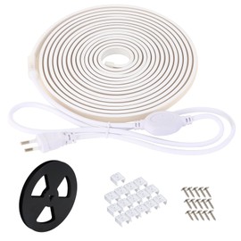 pcning LED Strip COB Strip 3 m Light White 220 V 230 V Direct Connection, 3 Metres 4000 K Flexible LED Strip Natural White IP67 Outdoor Waterproof with Plug (White, 3 m)
