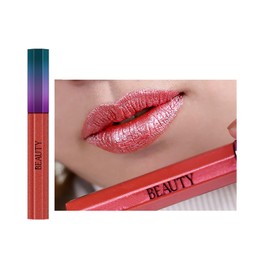 Metallic Diamond Glitter Lip Gloss Waterproof, Lightweight 3D Metallic Lip Gloss, Long Lasting Nonstick Cup Glitter Lipstick for Lip & Eye, Red Shimmer Lipgloss for Women