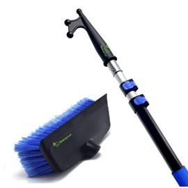 EVERSPROUT 5-to-12 Foot Boat Hook & Scrub Brush Kit (15-20 Foot Reach) | Soft-Bristle Deck Brush with Built-In Bumper Prevents Scratching | Durable Lightweight 3-Stage Extension Pole | Floating Design