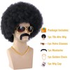 morvally Afro Wig Black 70s for Men with Chain for