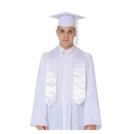 GraduationMall Unisex Adult Plain Graduation Stole 60" White