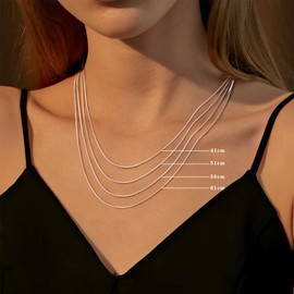 LOLIAS 1 mm Snake Chain Silver 925 Silver Chain Women's Without Pendant Chain Women's Silver Snake Chain Necklace Snake Chain Women's Jewellery 16 Inches 20 Inches 22 Inches 24 Inches