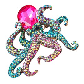 FRCOLOR Elegant Octopus Brooch Pin Rhinestone Inlaid Jewelry for Women Versatile Accessory for Weddings Proms and Special Occasions Unique Women Accessories and Pins