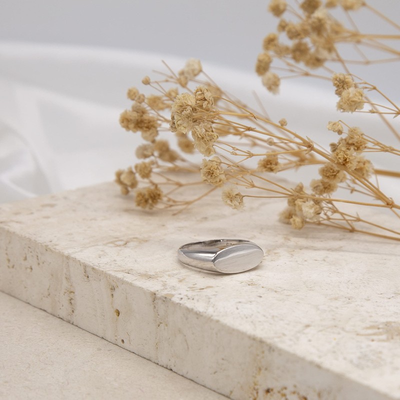 Tuscany Silver Unisex Sterling Silver Rhodium Plated Oval Signet Ring