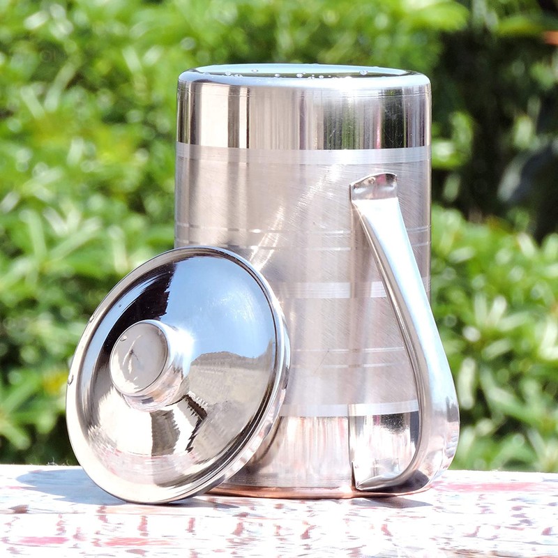 Stainless Steel and Copper Pitcher with Lid | Heavy Duty