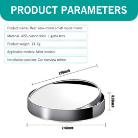 DACIRTY 2 PCS Blind Spot Small Round Mirror, 360 Degree Free Adjustable Ultra High Definition Assisted Travel Rearview Mirror Addition, Tuning Accessory for Most Cars Trucks (Black)