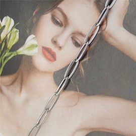 GraceAngie 30 Feet Stainless Steel Paperclip Chains 4x12mm Oval Link Chain Necklace Bulk for Jewelry Making (Gold)