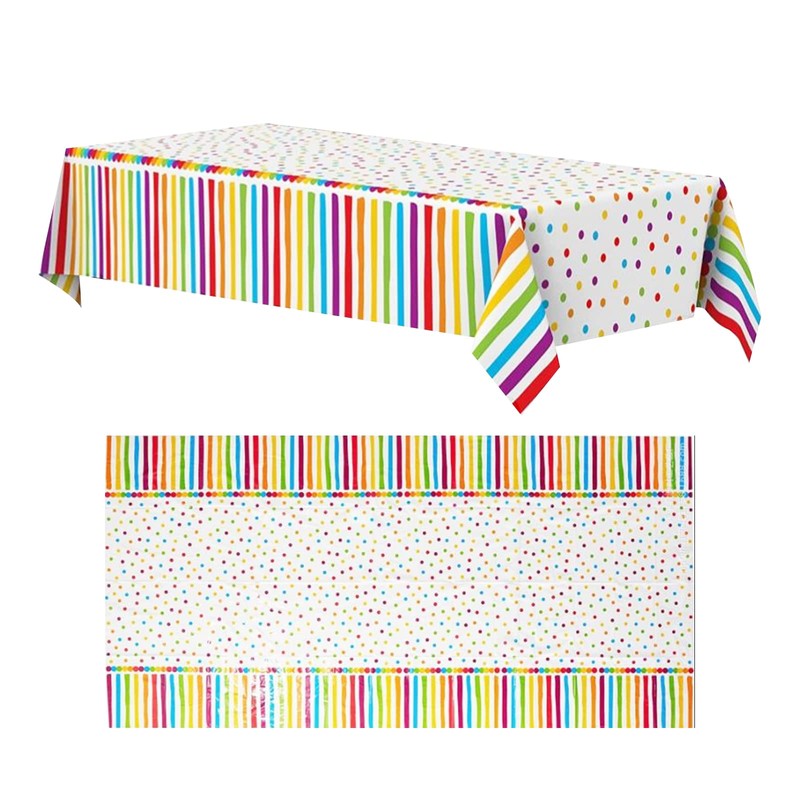 SINGOMON 2 Packs Rainbow Tablecloth Disposable Tablecloth Colorful Dot Table