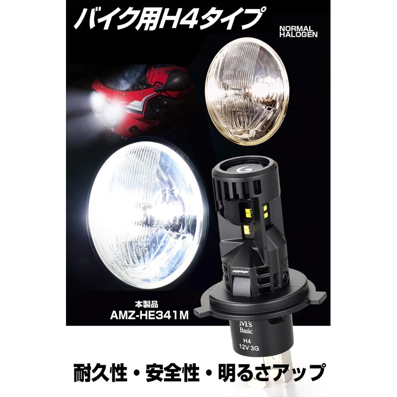 M's Basic by IPF Headlight, LED Headlight, For Motorcycles, H4